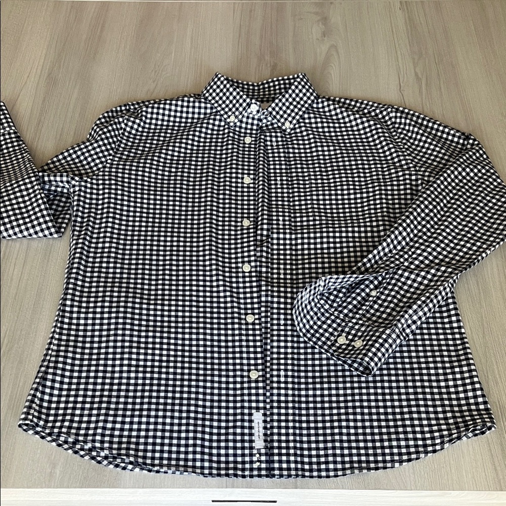Goodfellow & Co Men's Navy and White Gingham Shirt